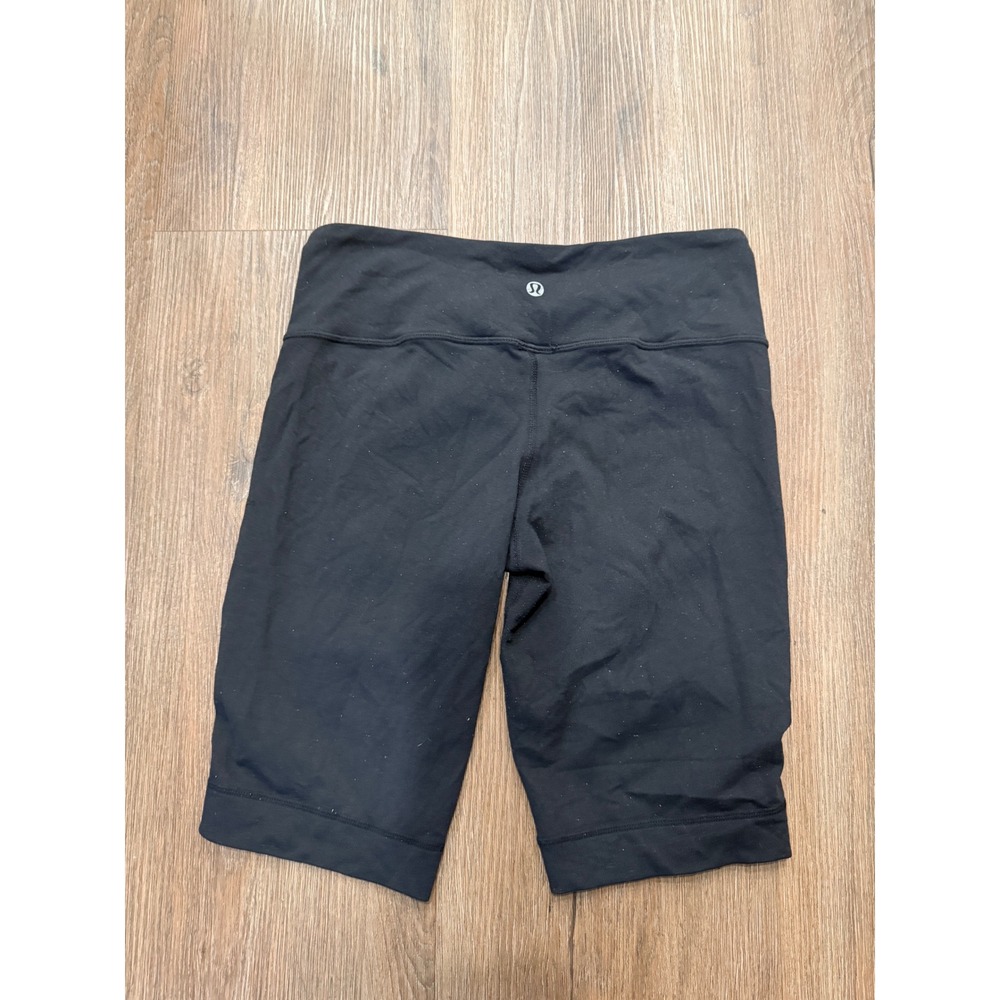 Lululemon Black Blue Contrast Piping Biker Shorts Size 6 Athletic Yoga Running